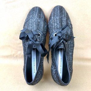 NEW Matt Bernson DITA Woven Raffia Oxfords w/ Ribbon Laces Sz 9 Black